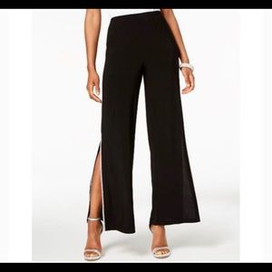 MSK Black elastic waist side split long pants M